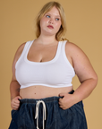 Contrast Stitch Mini Tank - Vintage Tee White