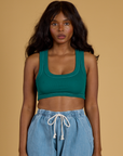 Contrast Stitch Mini Tank - Hunter Green