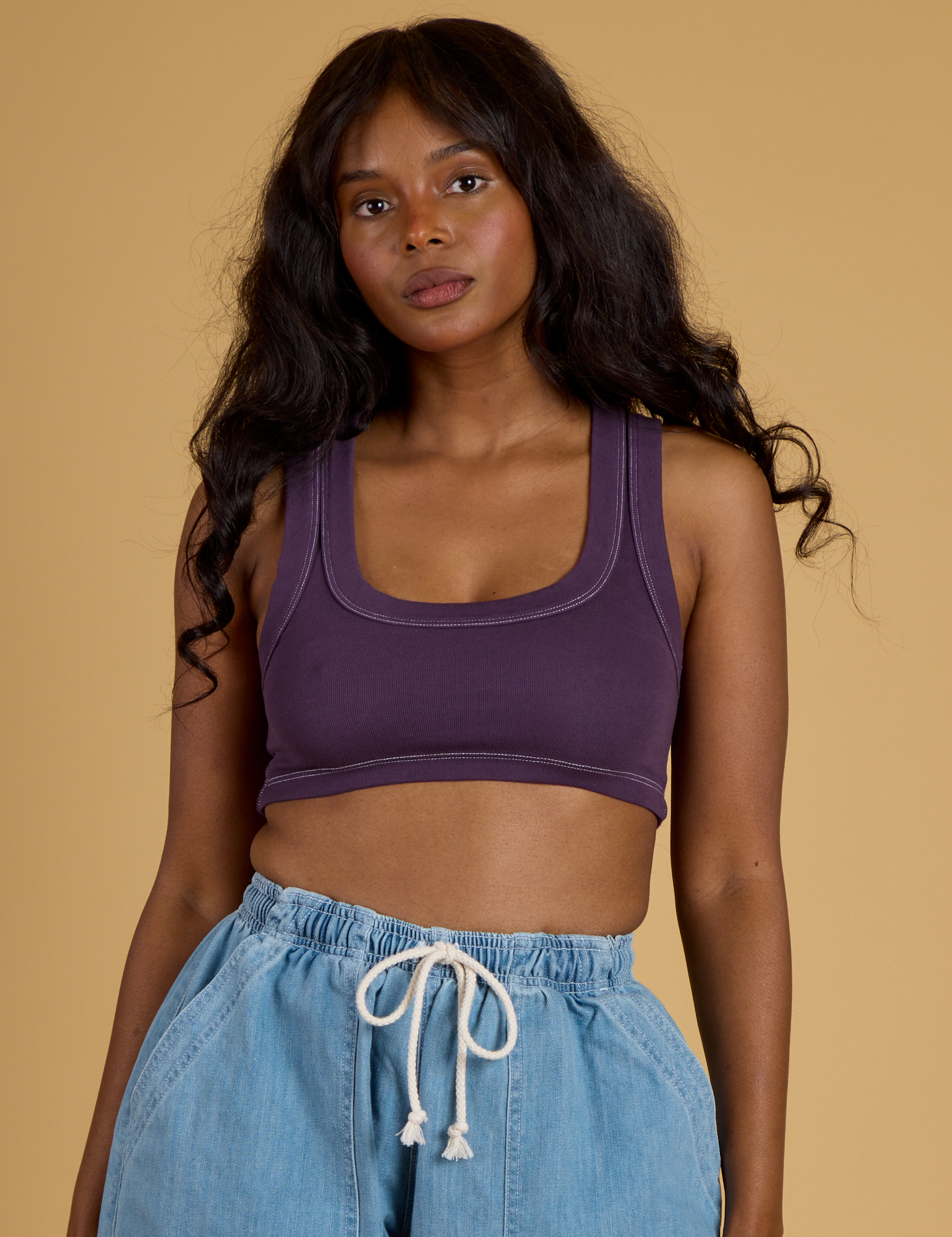 Contrast Stitch Mini Tank - Nebula Purple