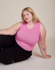 Juliet is wearing Muscle Tee in Bubblegum Pink