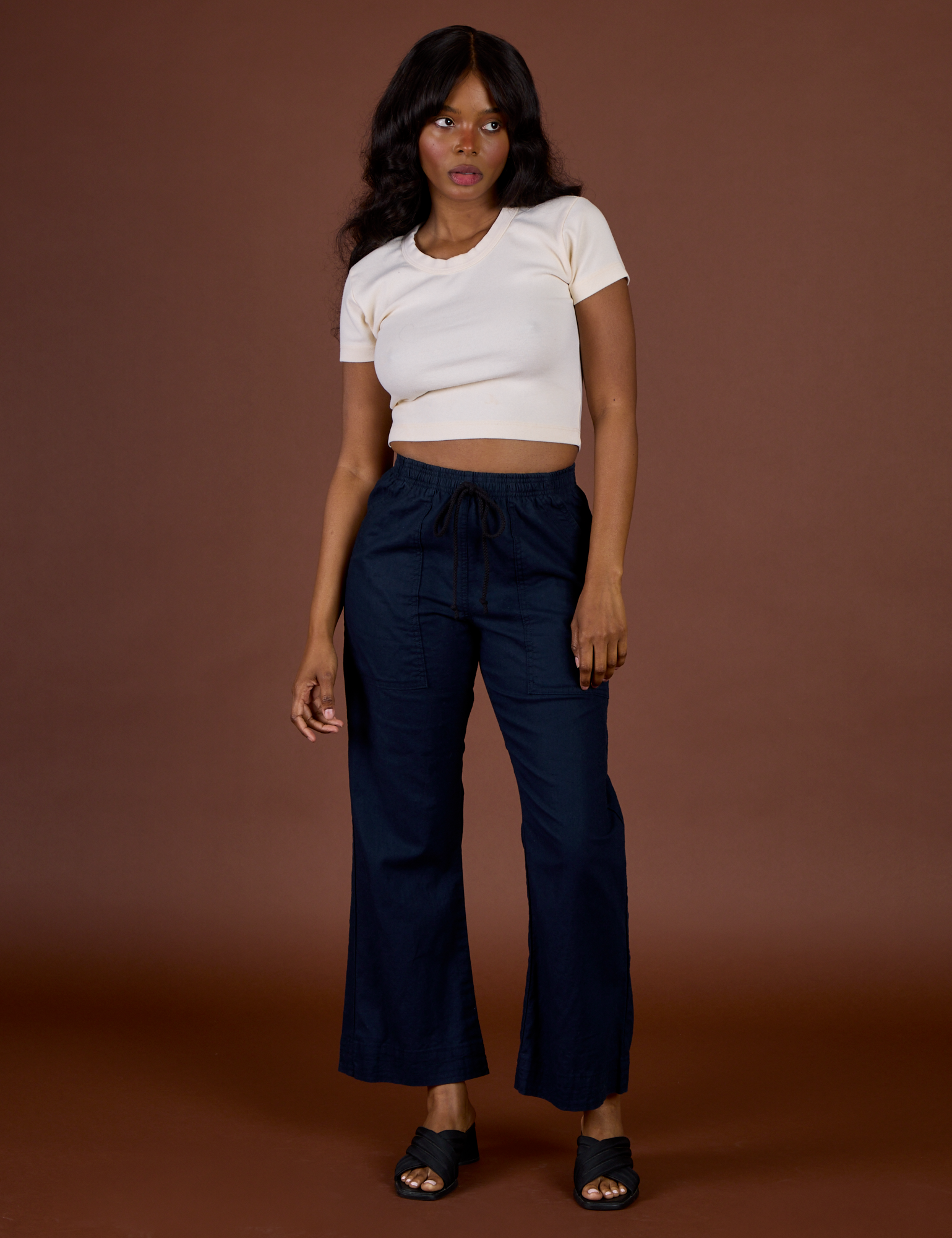 TRY-A-STYLE TUESDAY - Linen Action Pants - Navy Blue *FINAL SALE*
