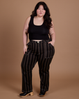 Black Stripe Work Pants - Espresso Brown
