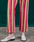 Stripe Work Pants in Cherry Candy pant leg close up on Margaret