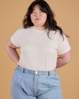 Ashley is 5’7” and wearing L Organic Vintage Tee in Vintage Off White