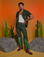 Jesse is 5'8" and wearing XS Paintstamped Work Pants in Cactus paired with matching Pantry Button-Up