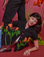 Alex is wearing Paintstamped Pantry Button-Up in Poppy