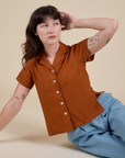 Pantry Button-Up in Burnt Terracotta on Alex