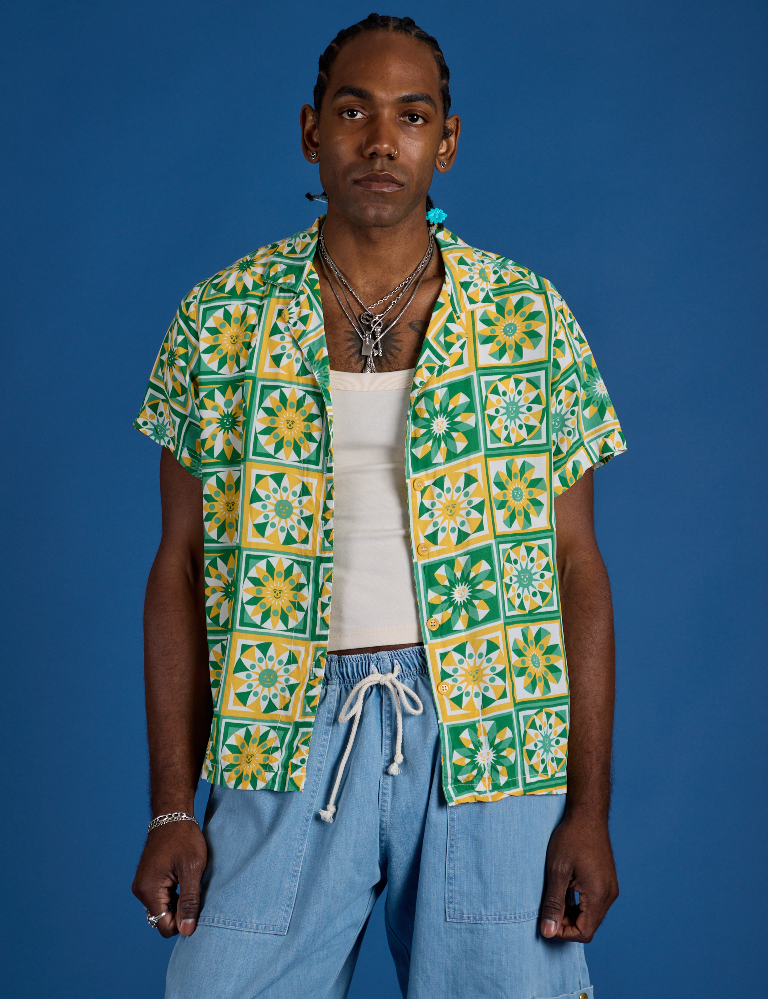 Spring Quilt Print Pantry Button-Up
