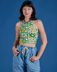 Deep-Cut Racerback Tank - Spring Quilt Print