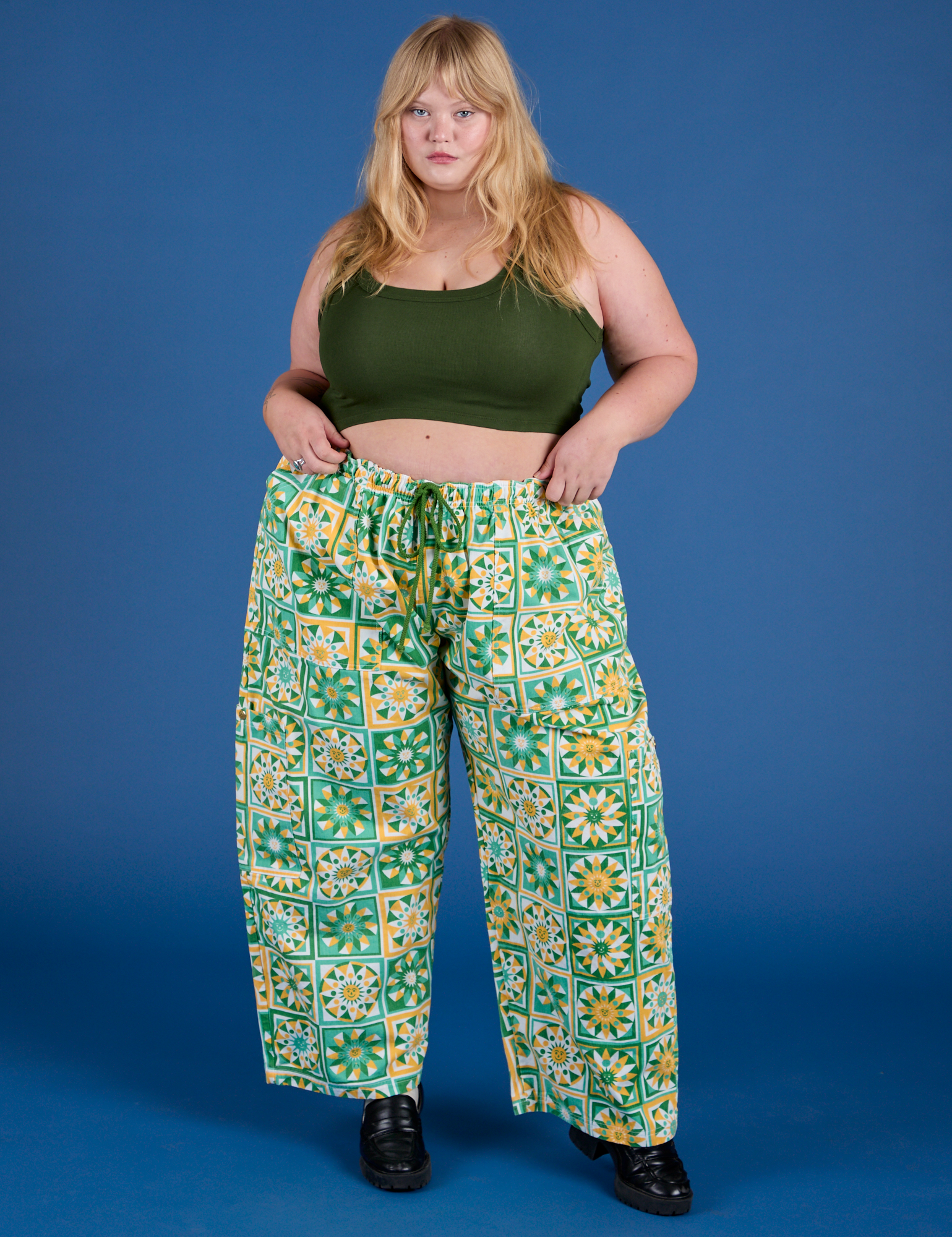 Drop Pocket Cargo Pants - Spring Quilt Print