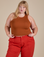 Juliet is 5’7” and wearing L Racerback Tank in Burnt Terracotta 