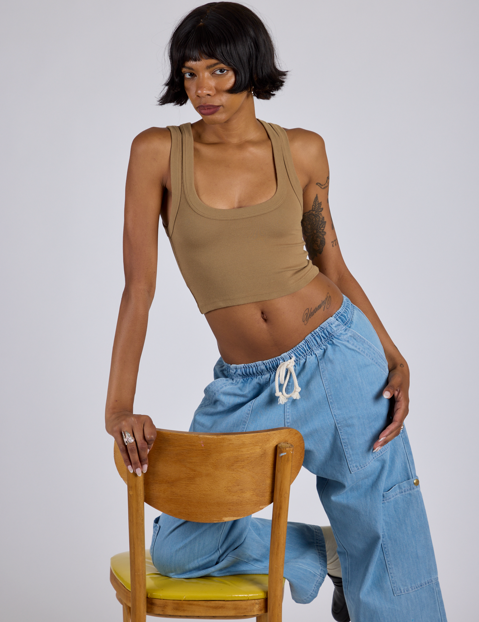 Cropped Tank Top - Desert Brown