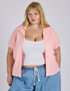 Juliet is 5’7” and wearing L Pantry Button-Up in Baby Pink