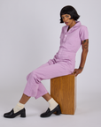 Short Sleeve Jumpsuit - Lilac Purple