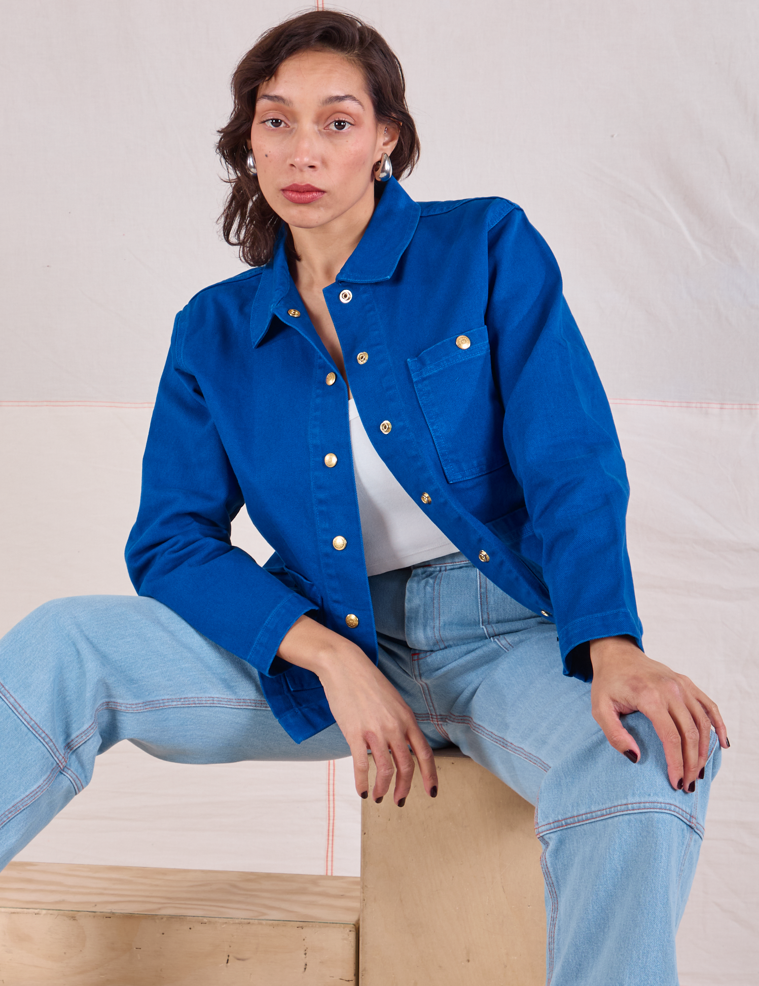 Denim Work Jacket in Royal Blue on Tiara