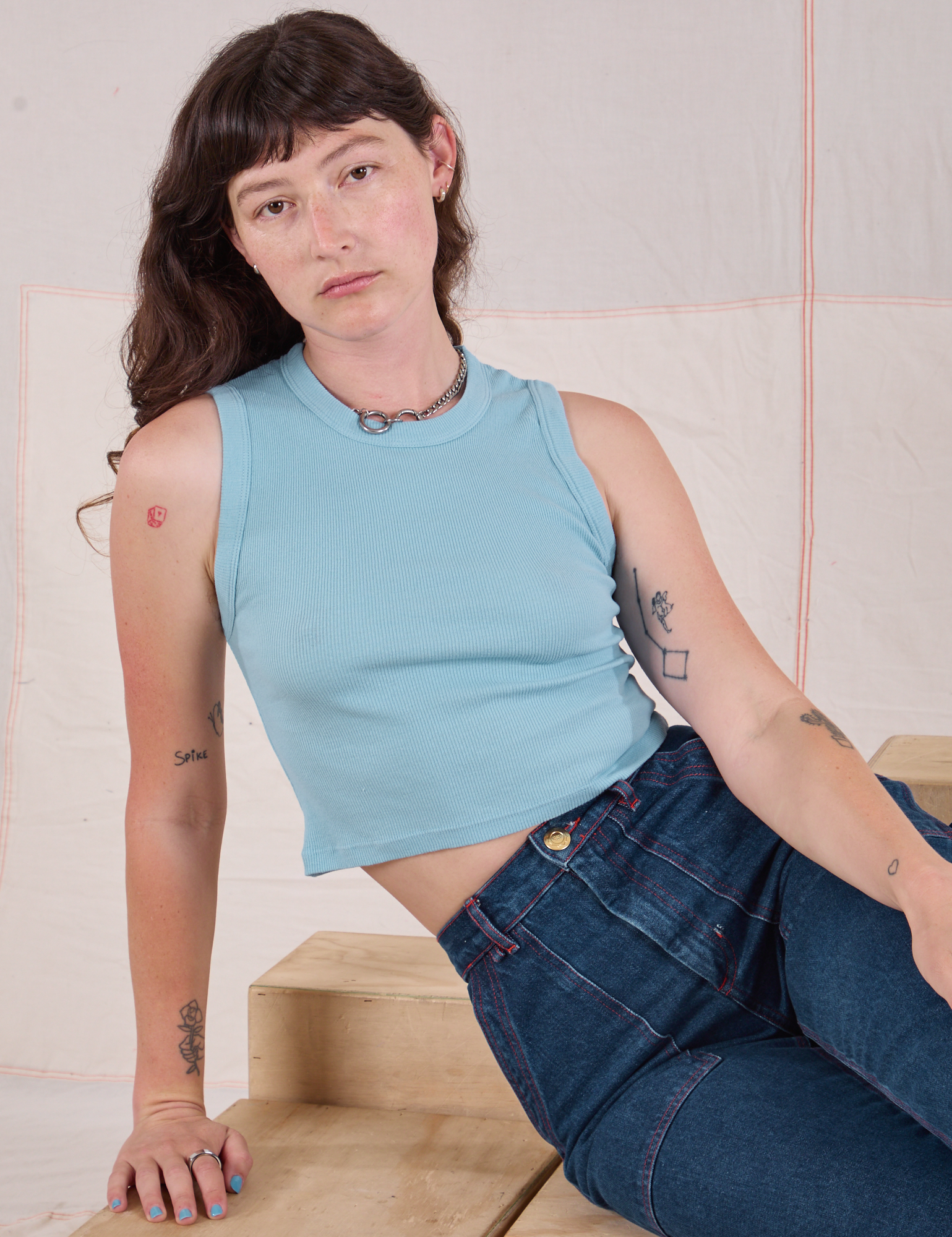 Muscle Tee in Baby Blue on Alex