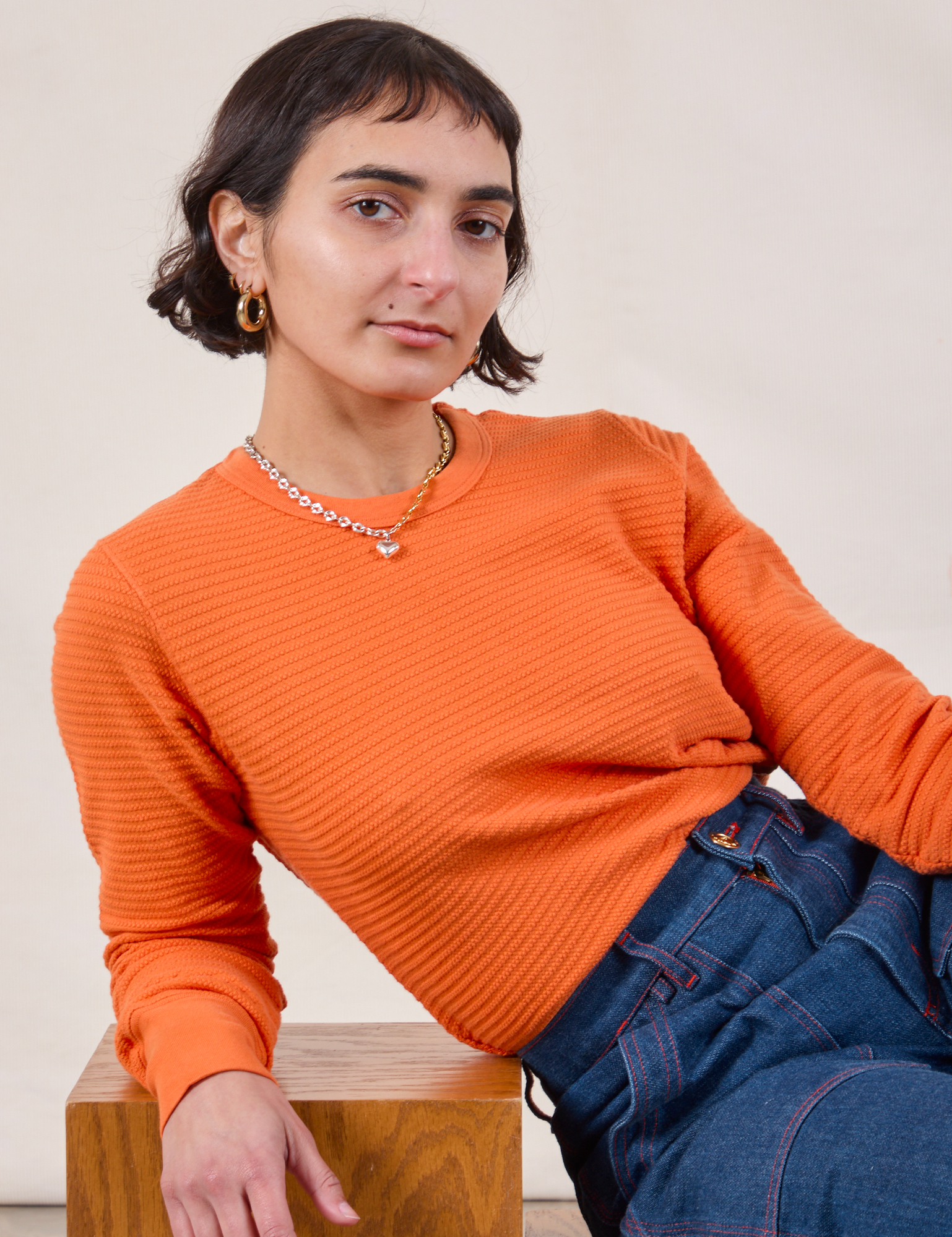 Honeycomb Thermal in Construction Orange worn by Soraya