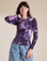 Alex is 5’8” and wearing P Long Sleeve Baby Tee in Dark Lavender