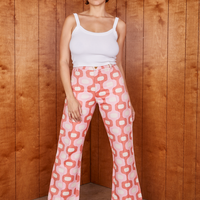 Tiara is 5'4" and wearing S Western Pants in Pink Jacquard