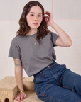 The Organic Vintage Tee in Washed Grey on Hana