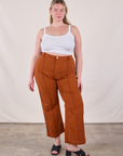 Lish is 5'8" and wearing XL Western Pants in Burnt Terracotta paired with a Cami in Vintage Tee Off-White