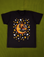Vintage Tee in Moon & Witch. Black tee body with yellow and white stars surrounding a moon and witch