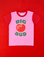 Vintage Tee in Big Red Cherry. Bubblegum pink body with mustang red sleeves. Big Bud in green text and a red cherry in the middle.