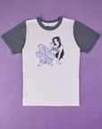 Grey Cool Girl Tee. White body with grey sleeves and neckline.