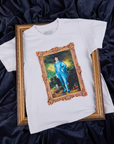 Masters Organic Tee in Blue Boy centered in a ornate gold frame