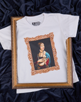 Masters Organic Tee in Lady With An Ermine centered in an ornate gold frame