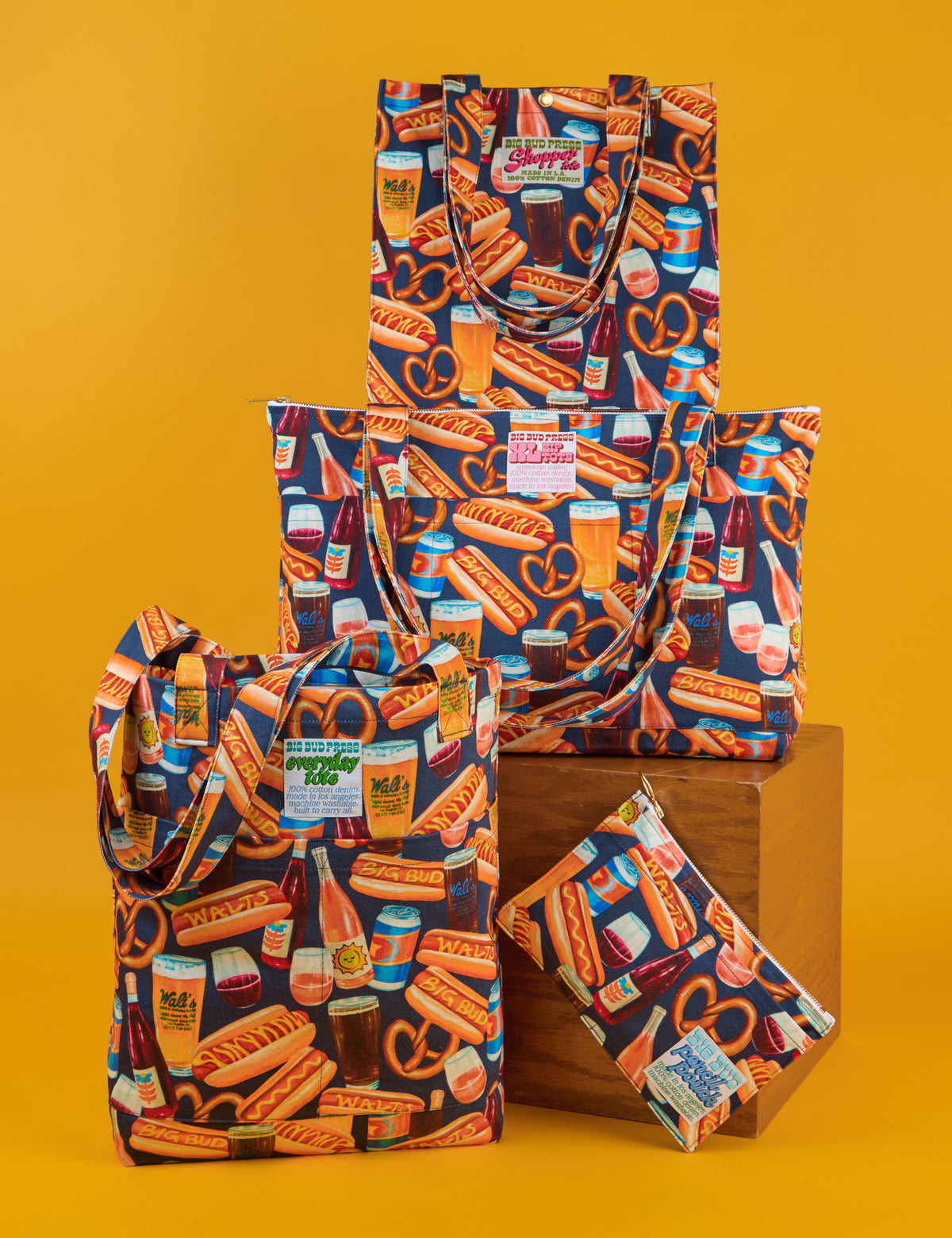 Hot Dogs &amp; Beer &amp; Wine &amp; Pretzels Printed Bags