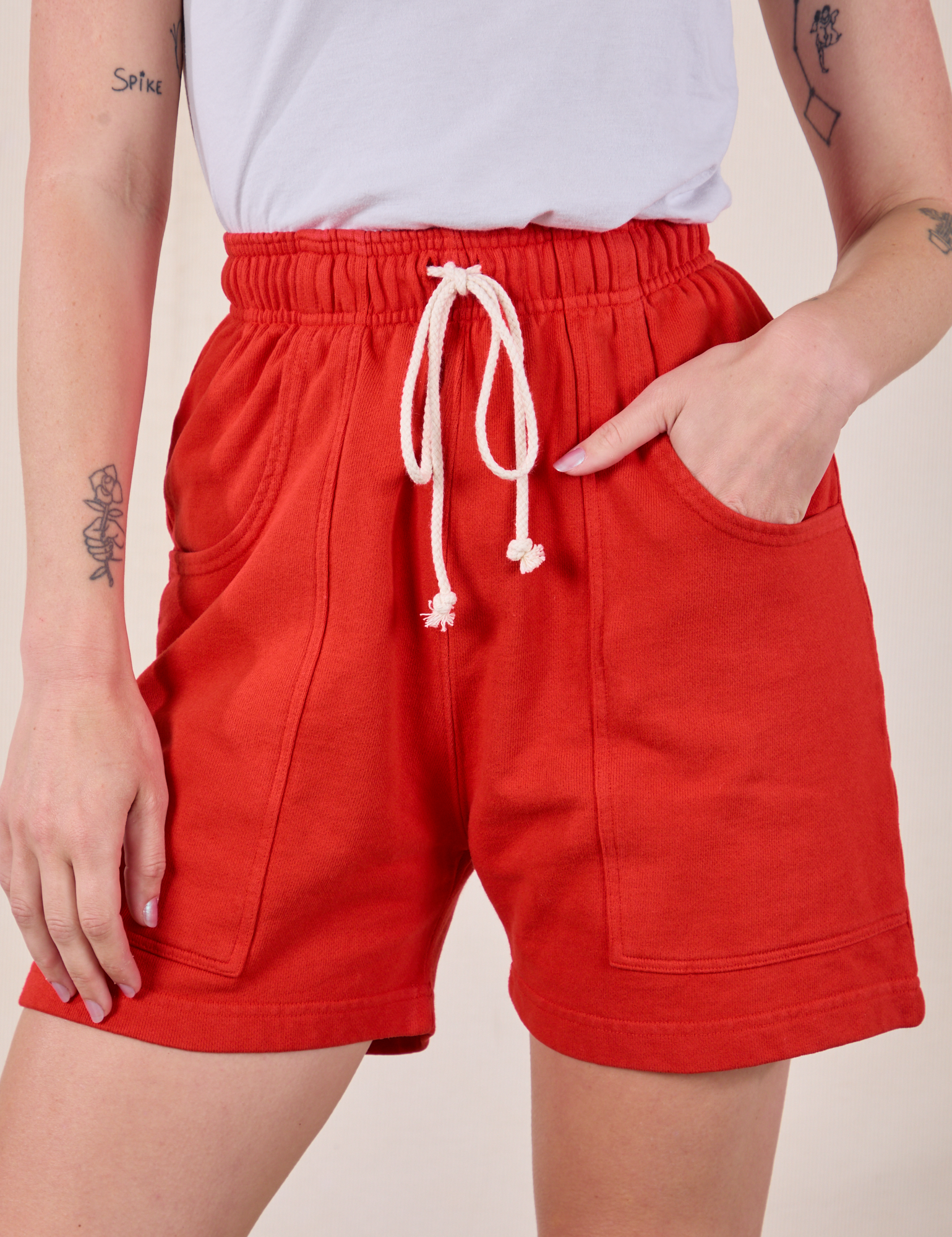Sweat Shorts in Mustang Red on Alex