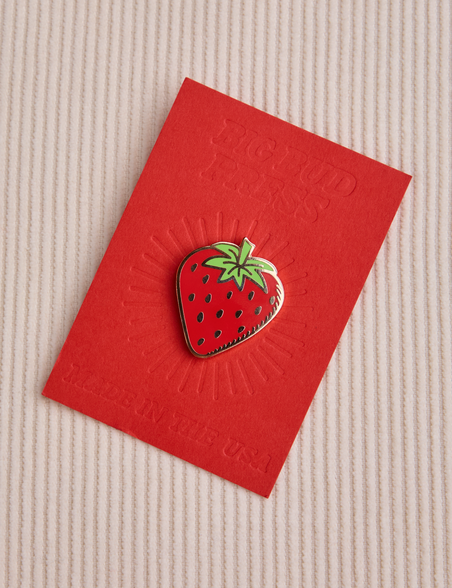 Strawberry Enamel Pin in Single Strawberry