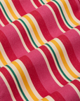 Stripe Work Pants in Cherry Candy fabric detail close up. Stripes in pink, red, yellow, green and off-white.