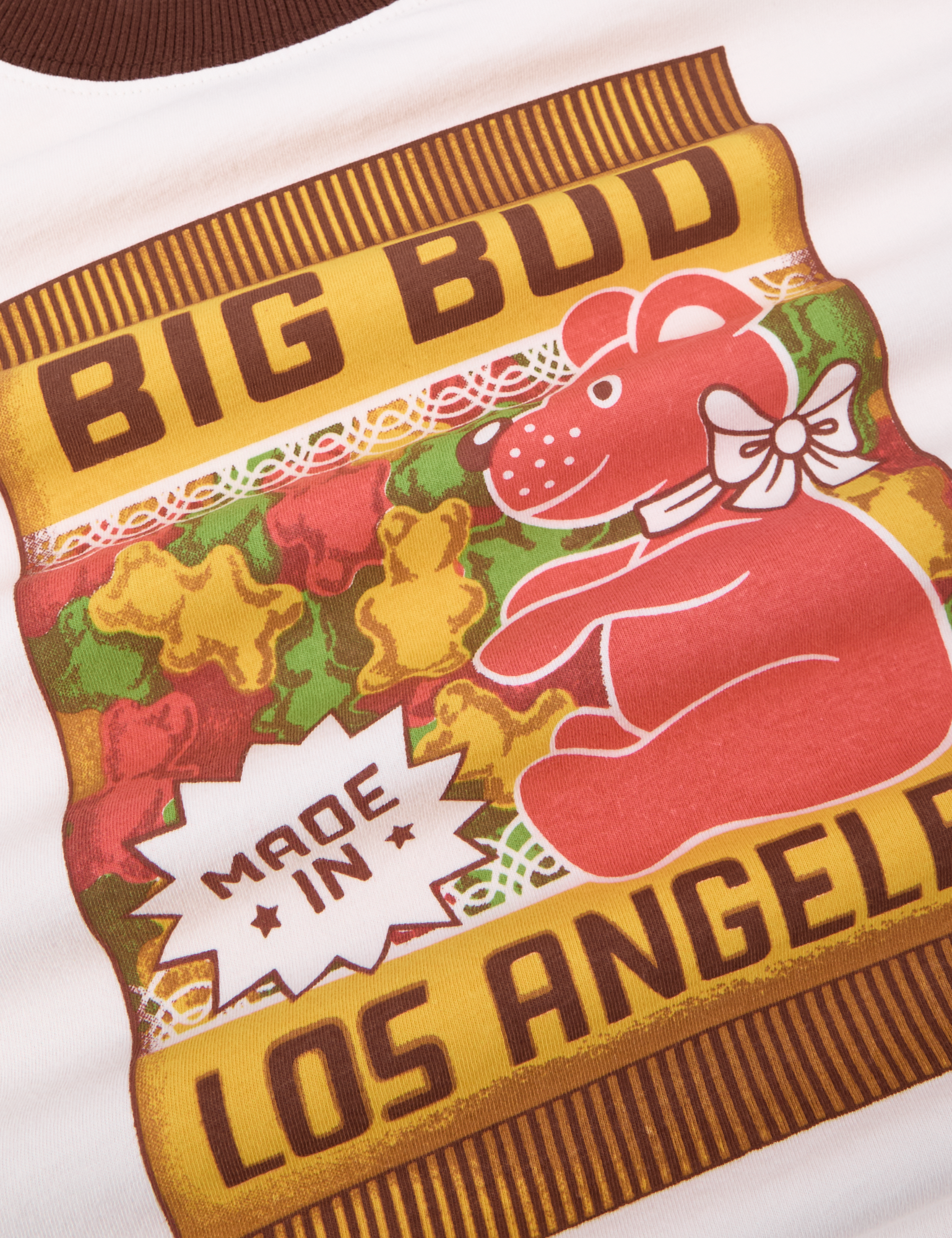 Vintage Tee in Gummy Bear close up of gummy bag graphic