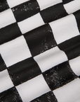 Fabric detail close up of black and white checkerboard print