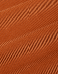 Corduroy Overshirt in Burnt Terracotta fabric detail close up