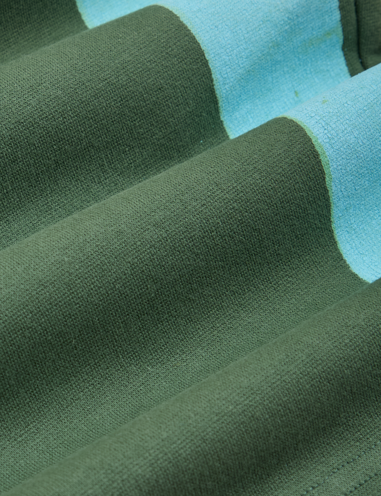 Painted Stripe Easy Shorts in Dark Emerald Green fabric detail close up