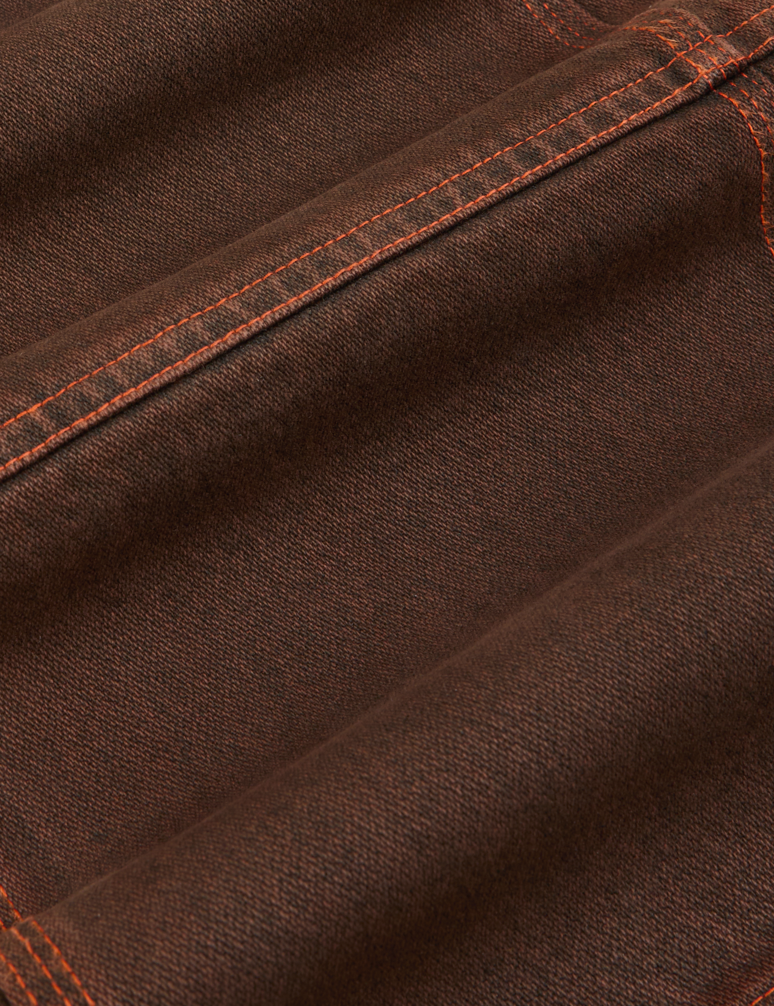 Overdyed Carpenter Jeans in Fudge fabric detail close up