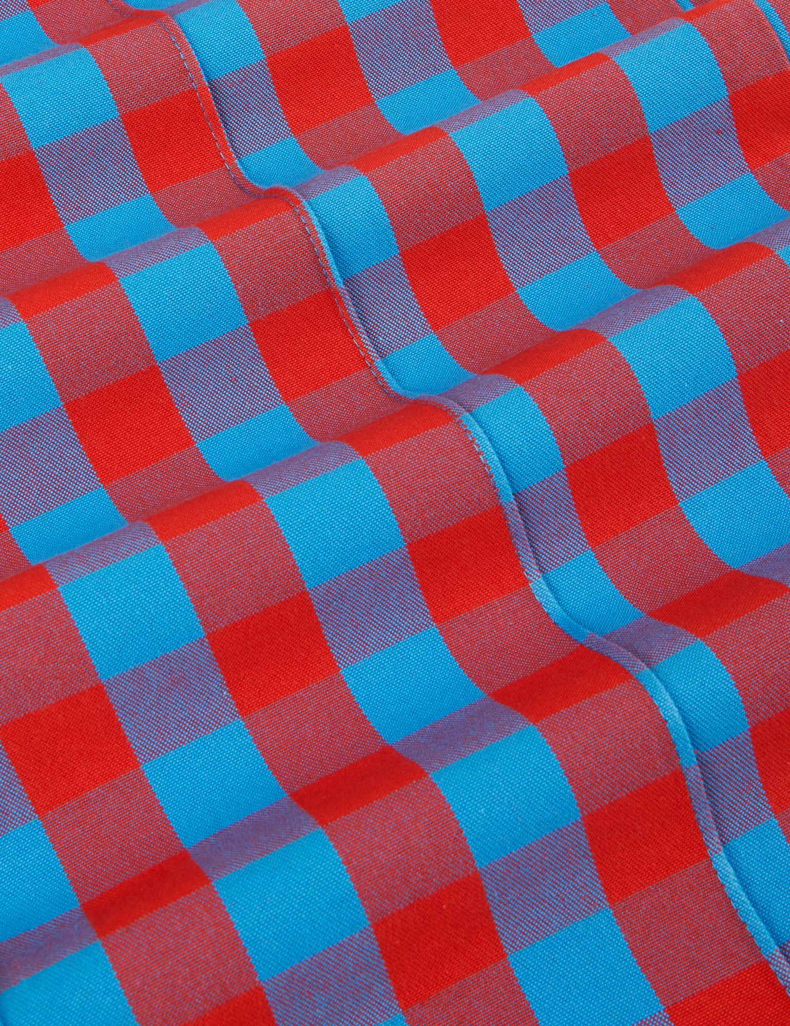 Gingham Western Pants in Blue & Red fabric detail close up