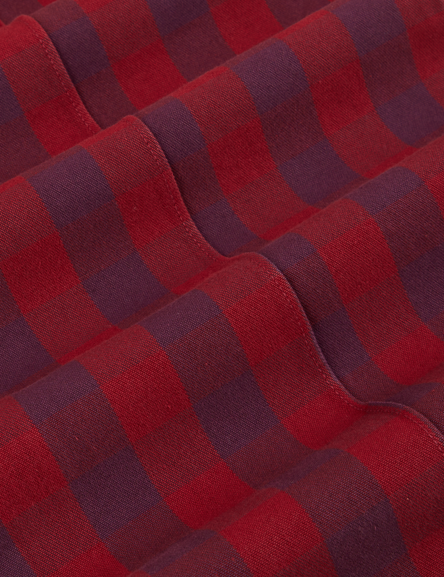 Gingham Western Pants in Cranberry Red fabric detail close up
