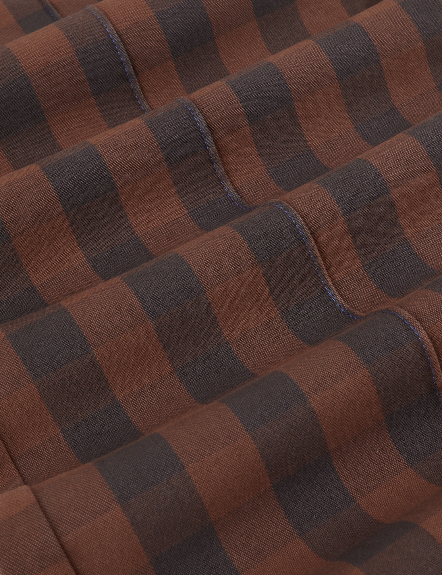 Gingham Western Pants in Fudge Brown fabric detail close up