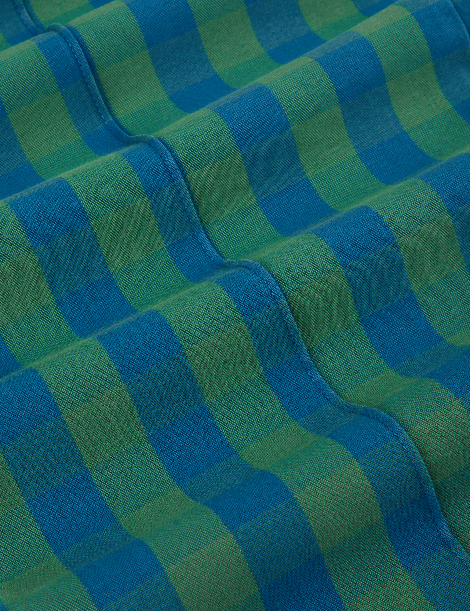 Gingham Western Pants in Green fabric detail close up