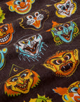 Short Sleeve Jumpsuit in Halloween Masks close up
