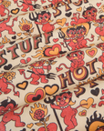 Work Pants in Hot Stuff Print fabric detail close up