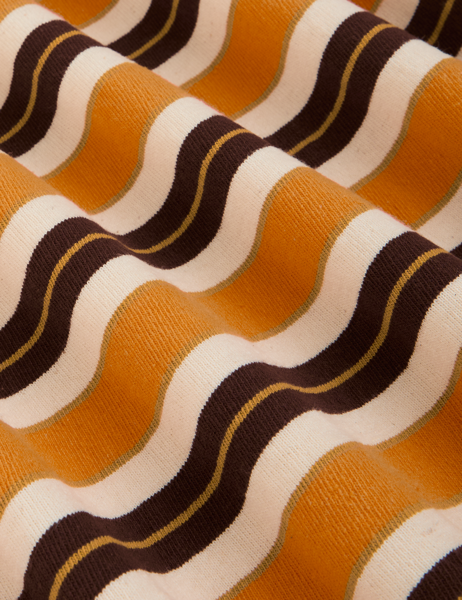 Long Sleeve Striped Burly Tee in Orange fabric detail close up