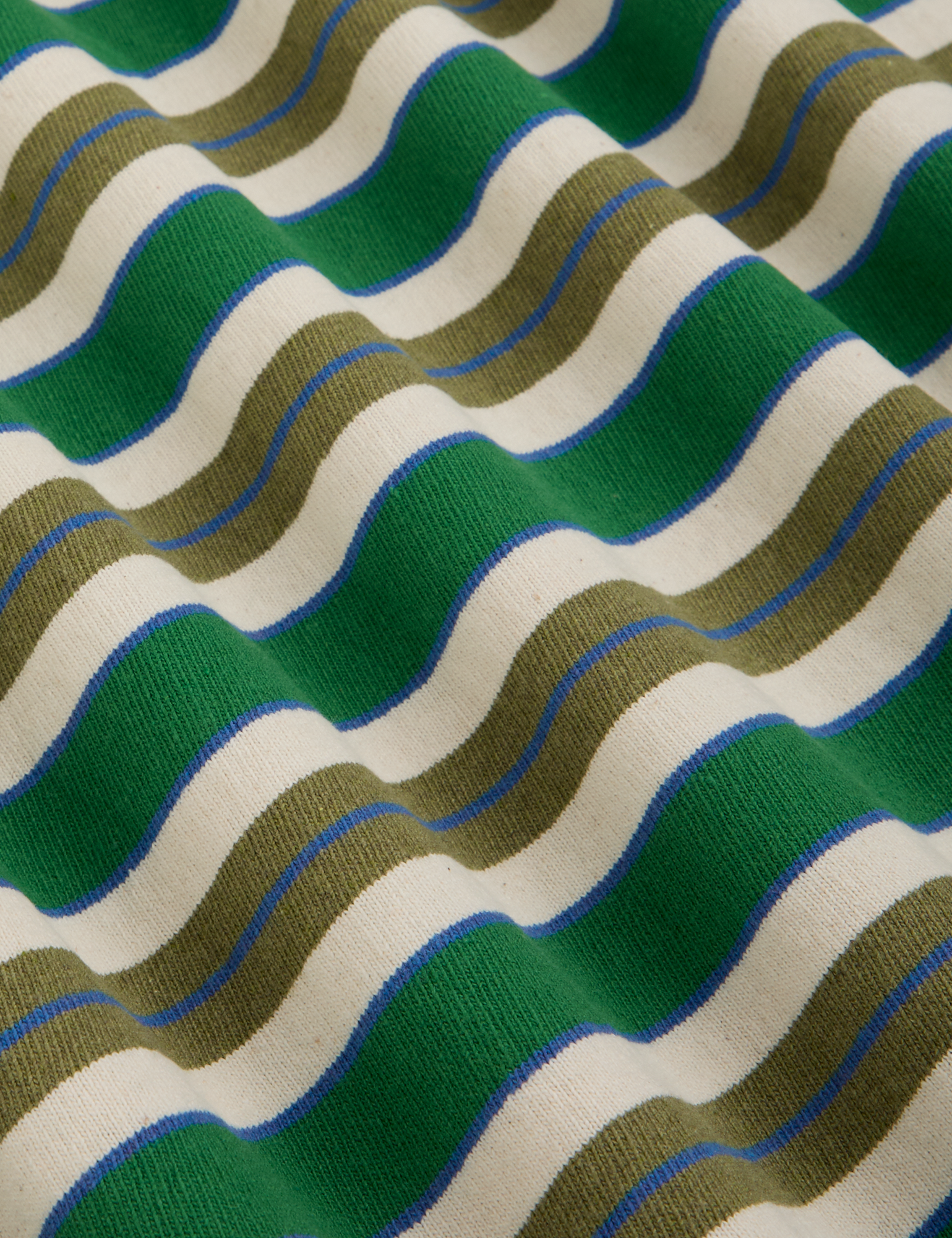 Long Sleeve Striped Burly Tee in Green fabric detail close up