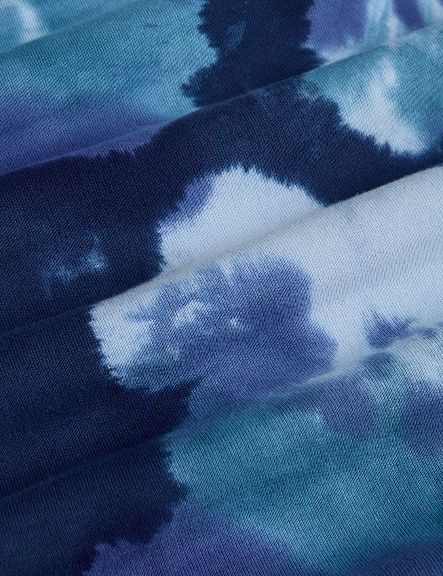 Long Sleeve Baby Tee in Blue Magic Waters fabric detail close up