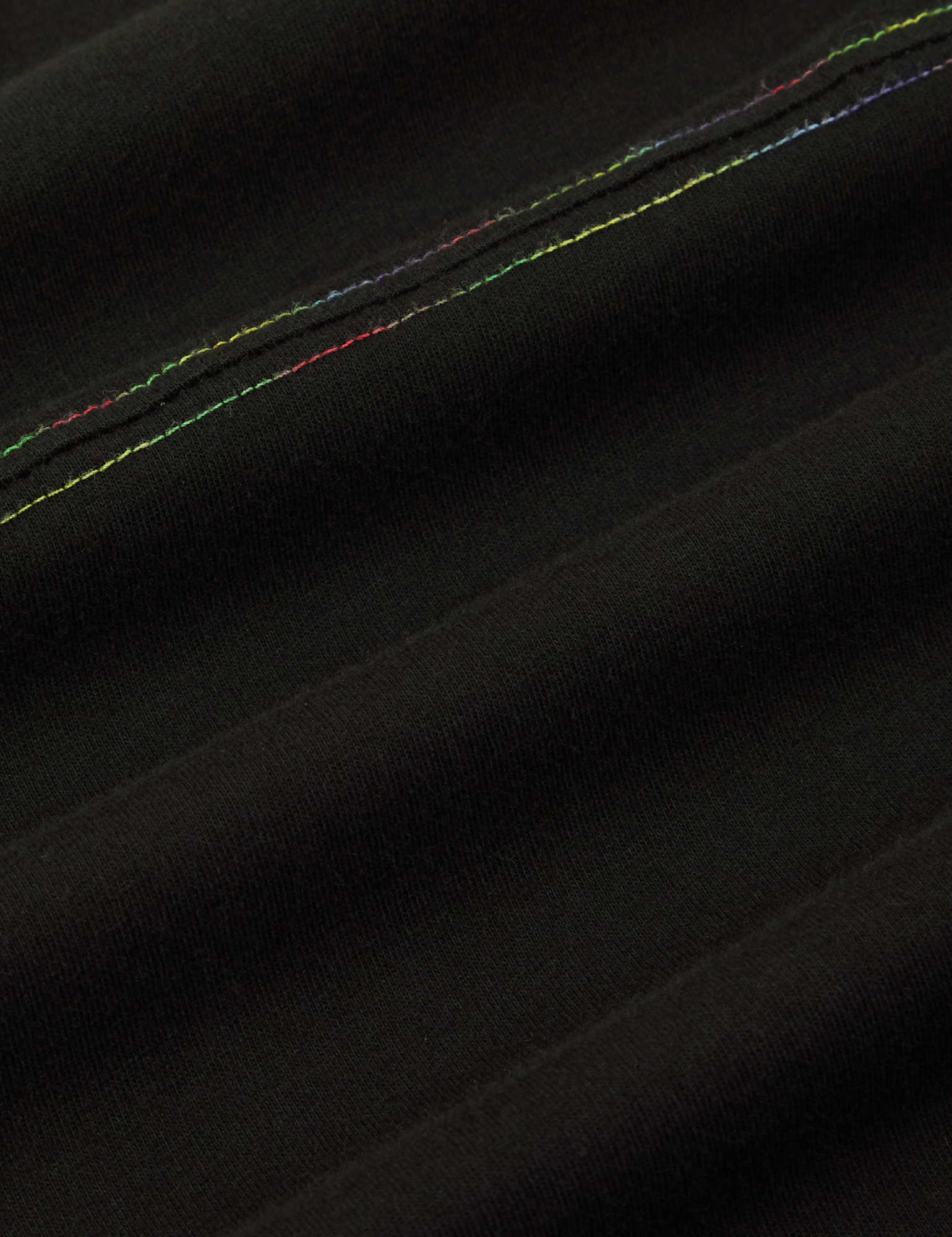 Jr. Varsity Tee in Black Rainbow fabric detail close up