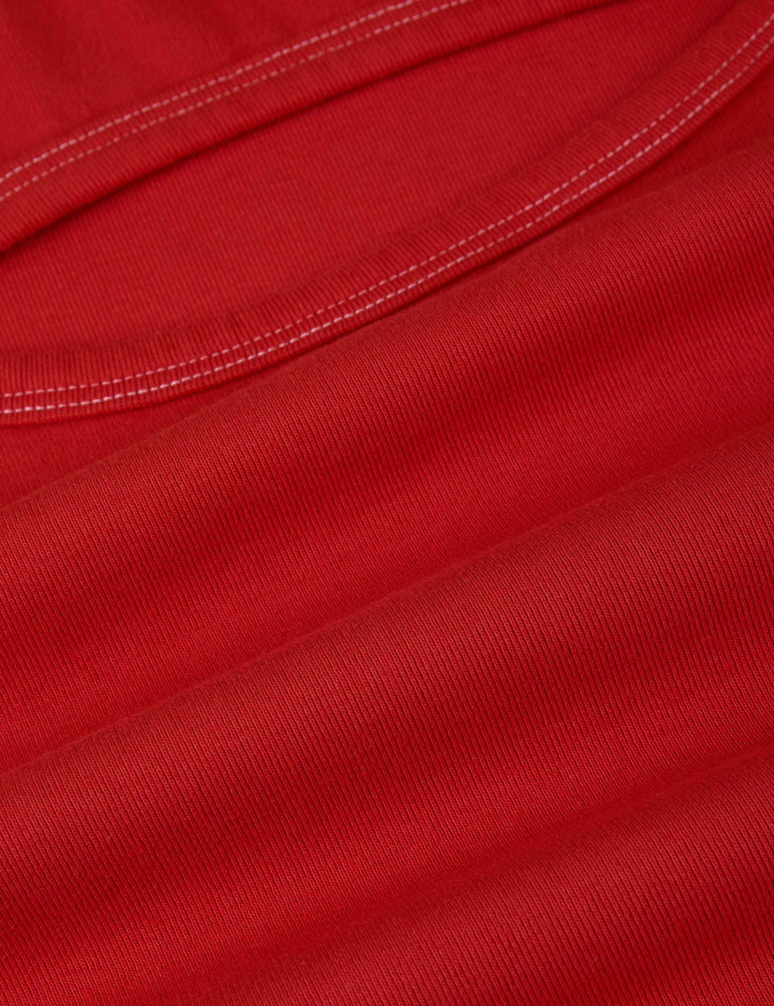 Porthole Tank in Mustang Red fabric detail close up